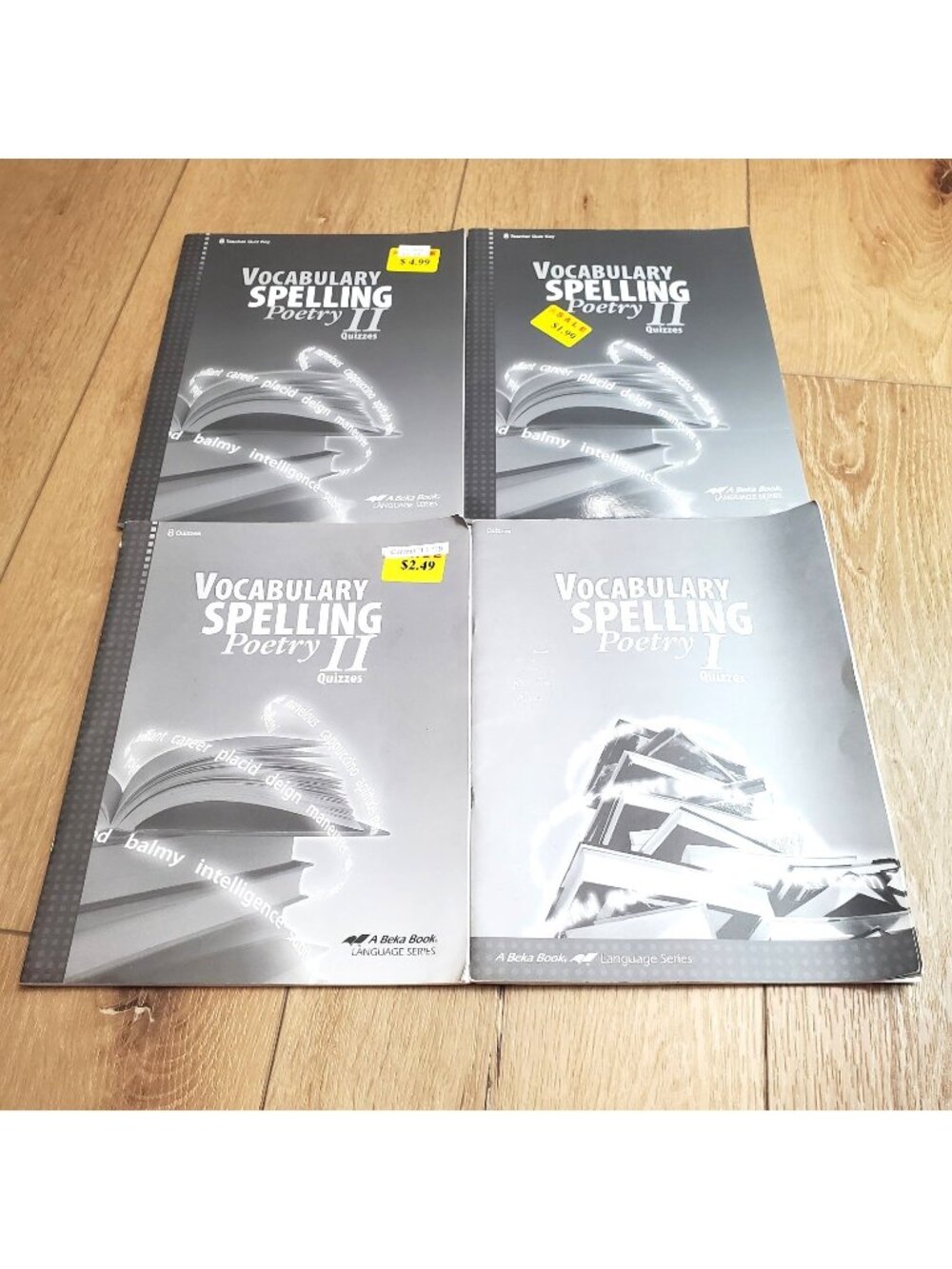A Beka Book Spelling Poetry Vocab Set of 4 Quiz books, Teacher Key, Student 1/2